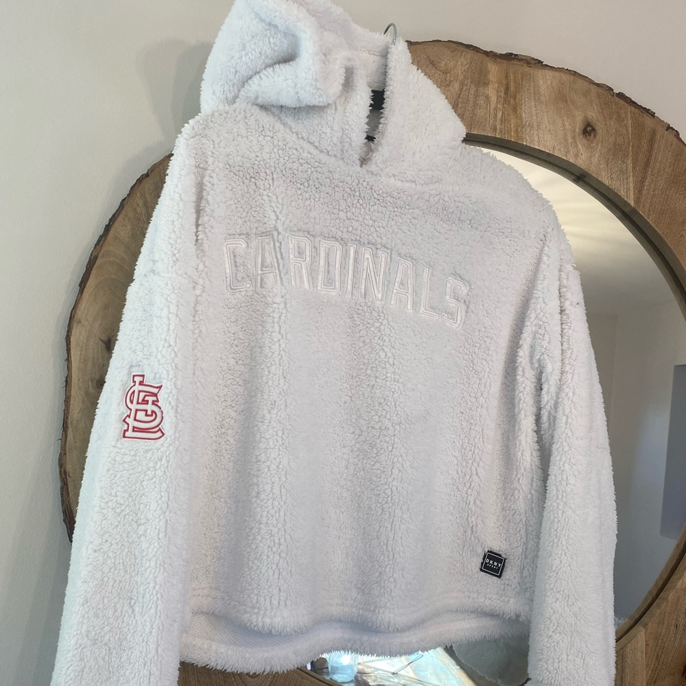 DKNY white Sherpa St Louis Cardinals crop hoodie